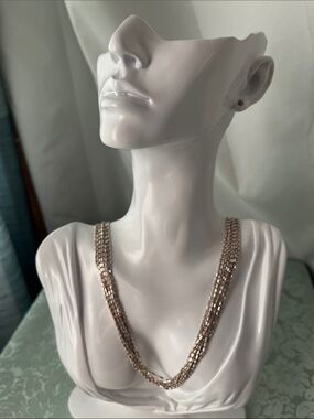 Milor Italy 925 Sterling Silver Multi Strand Box Chain Layered Necklace